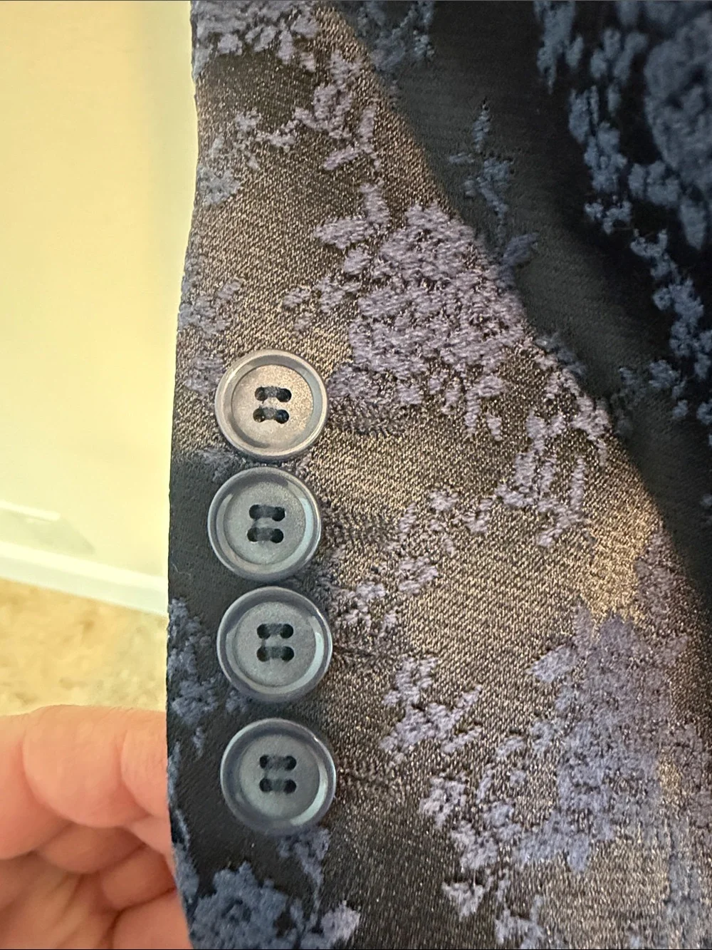 Stacy Adams Black Blazer with Blue Floral Jacquard